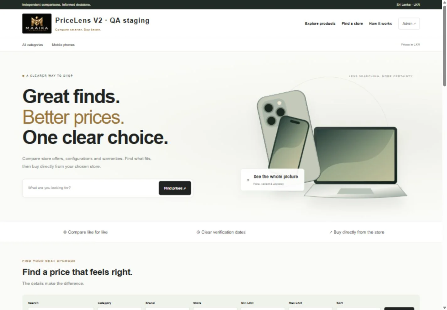 MAAIKA PriceLens — actual project screenshot
